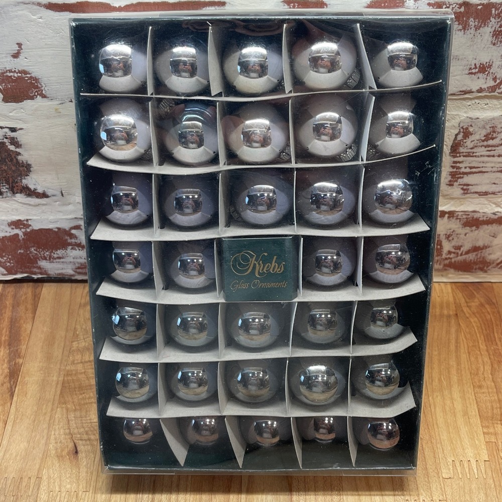 Krebs Silver Glass Ornaments 34 Piece Set 30mm 1.18in Round Ball 8045296